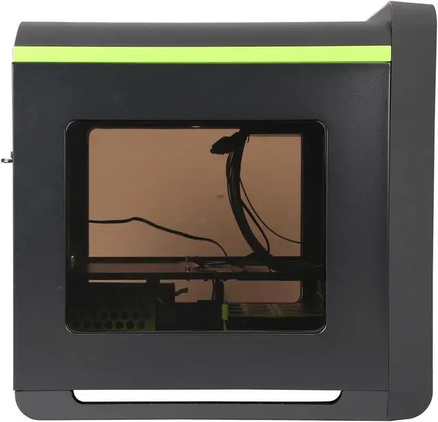 Alt view image 4 of 10 - DIYPC Cuboid-G Black USB 3.0 Gaming Micro-ATX Mid Tower Computer Case w/ 1 x 140mm LED Green Fan x Front, 1 x 120mm LED Green Fan x Rear