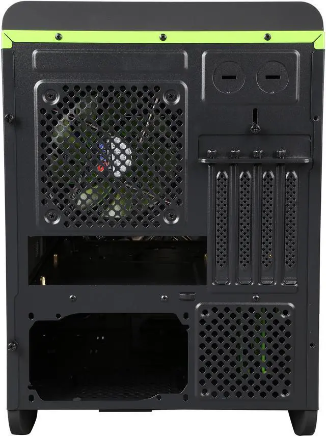 Alt view image 9 of 10 - DIYPC Cuboid-G Black USB 3.0 Gaming Micro-ATX Mid Tower Computer Case w/ 1 x 140mm LED Green Fan x Front, 1 x 120mm LED Green Fan x Rear