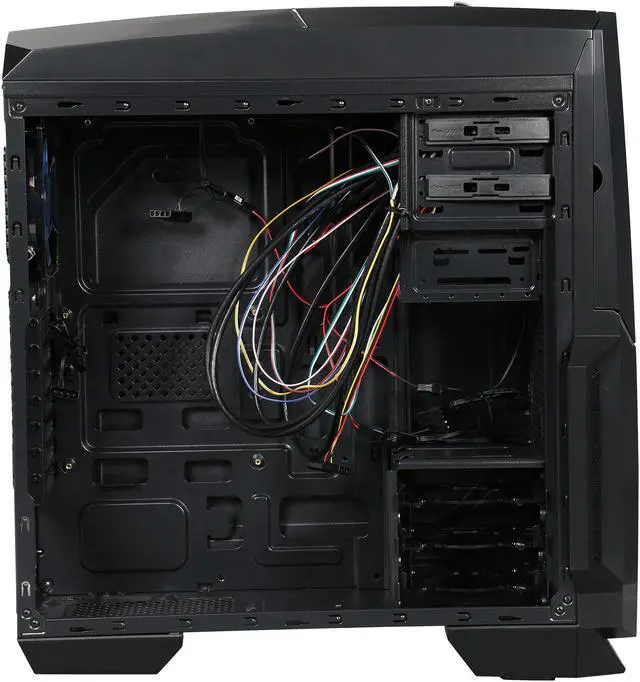 Alt view image 6 of 10 - DIYPC Gamemax-BK Black Dual USB 3.0 ATX Full Tower Gaming Computer Case with Build-in 5 x Blue Fans (2 x 120mm LED Fan x Top, 2 x 120mm LED Fan x Front, 1 x 120mm LED Fan x Rear), Water Cooling Ready