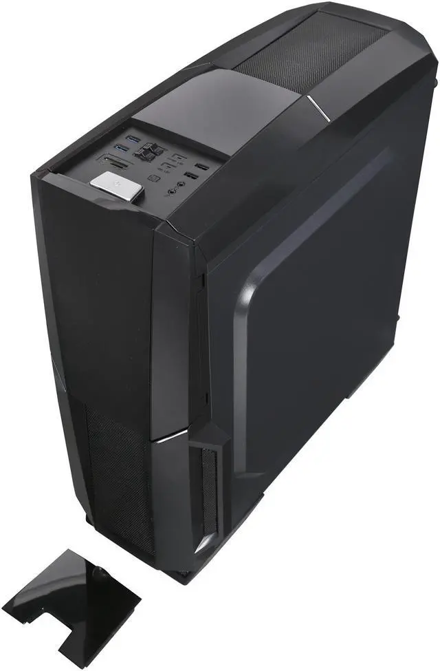 Alt view image 8 of 10 - DIYPC Gamemax-BK Black Dual USB 3.0 ATX Full Tower Gaming Computer Case with Build-in 5 x Blue Fans (2 x 120mm LED Fan x Top, 2 x 120mm LED Fan x Front, 1 x 120mm LED Fan x Rear), Water Cooling Ready