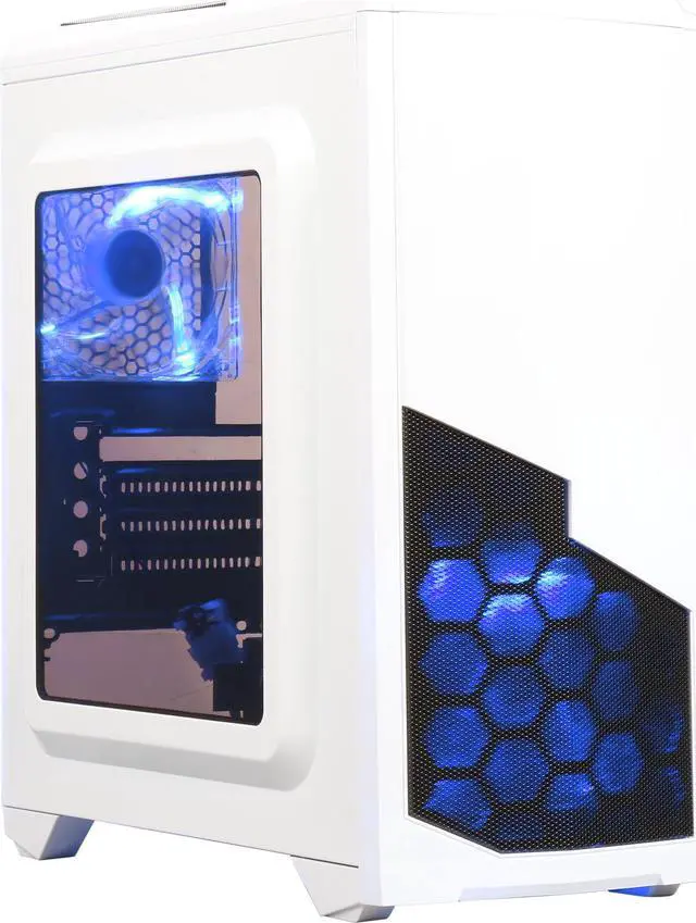 Main image of DIYPC  DIY-N8-W  White USB 3.0 Micro-ATX Mini Tower Gaming Computer Case with 2 x Blue LED Fans (1 x 120mm LED fan x front, 1x120mm LED fan x rear) Pre-installed