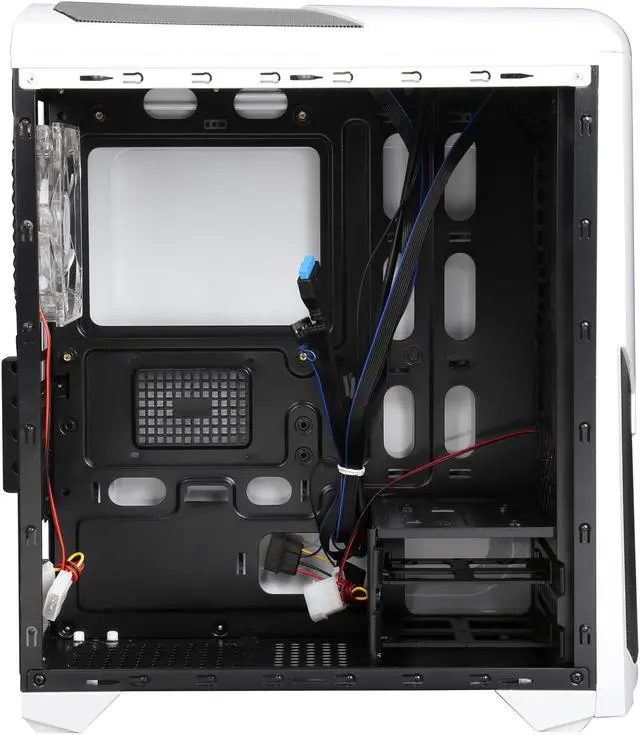 Alt view image 6 of 10 - DIYPC  DIY-N8-W  White USB 3.0 Micro-ATX Mini Tower Gaming Computer Case with 2 x Blue LED Fans (1 x 120mm LED fan x front, 1x120mm LED fan x rear) Pre-installed