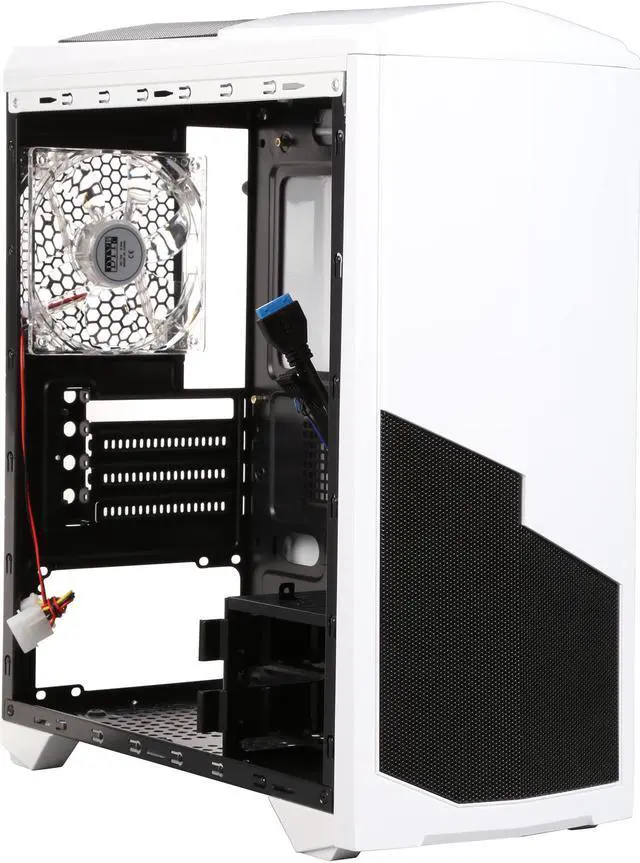 Alt view image 7 of 10 - DIYPC  DIY-N8-W  White USB 3.0 Micro-ATX Mini Tower Gaming Computer Case with 2 x Blue LED Fans (1 x 120mm LED fan x front, 1x120mm LED fan x rear) Pre-installed