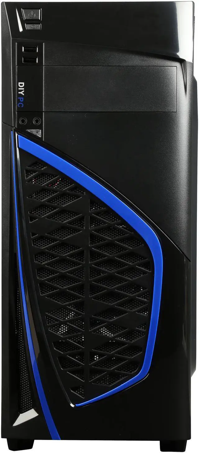 Alt view image 3 of 14 - DIYPC Zondda-B Black USB 3.0 ATX Mid Tower Gaming Computer Case with 3 x Blue Fans (1 x 120mm LED Fan x Side, 1 x 120mm LED Fan x Front, 1 x 120mm Fan x Rear)