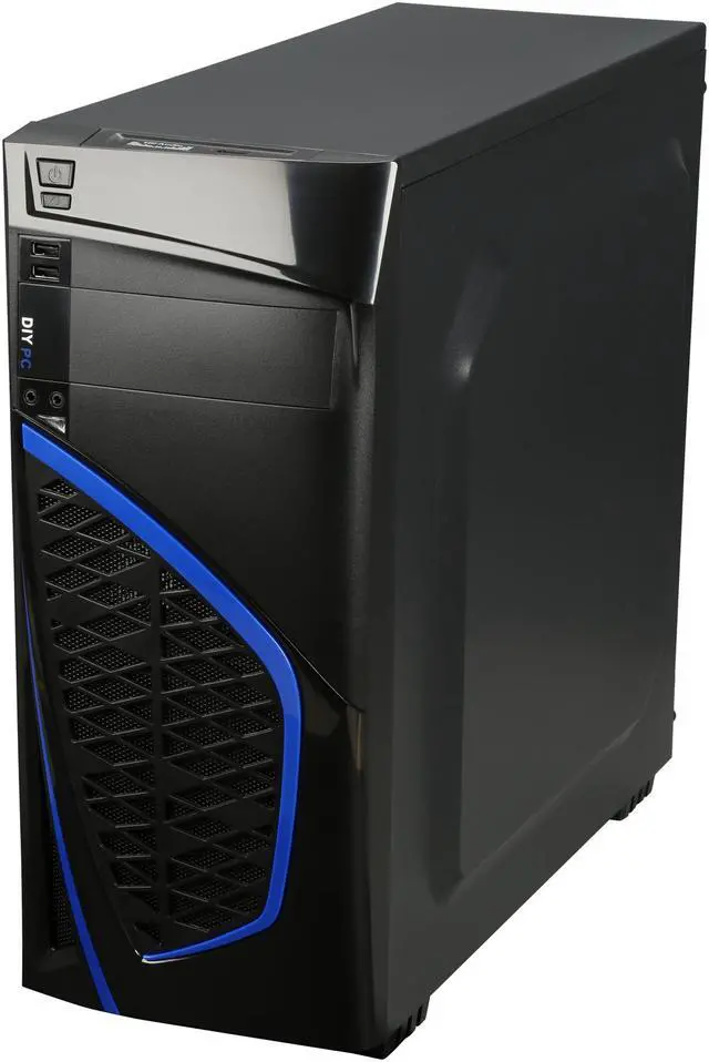 Alt view image 4 of 14 - DIYPC Zondda-B Black USB 3.0 ATX Mid Tower Gaming Computer Case with 3 x Blue Fans (1 x 120mm LED Fan x Side, 1 x 120mm LED Fan x Front, 1 x 120mm Fan x Rear)