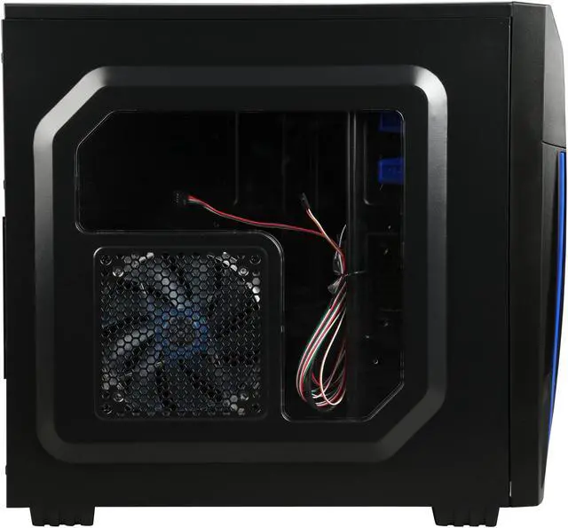 Alt view image 6 of 14 - DIYPC Zondda-B Black USB 3.0 ATX Mid Tower Gaming Computer Case with 3 x Blue Fans (1 x 120mm LED Fan x Side, 1 x 120mm LED Fan x Front, 1 x 120mm Fan x Rear)