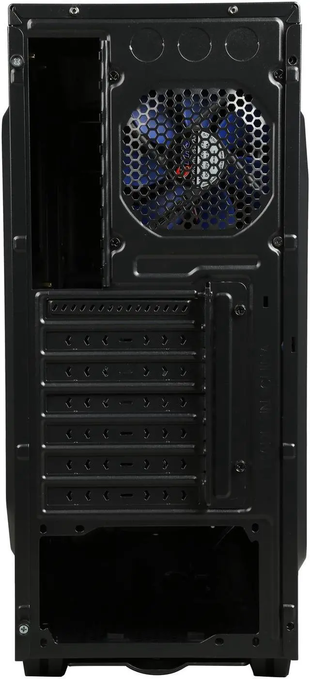 Alt view image 7 of 14 - DIYPC Zondda-B Black USB 3.0 ATX Mid Tower Gaming Computer Case with 3 x Blue Fans (1 x 120mm LED Fan x Side, 1 x 120mm LED Fan x Front, 1 x 120mm Fan x Rear)