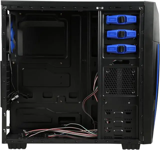 Alt view image 10 of 14 - DIYPC Zondda-B Black USB 3.0 ATX Mid Tower Gaming Computer Case with 3 x Blue Fans (1 x 120mm LED Fan x Side, 1 x 120mm LED Fan x Front, 1 x 120mm Fan x Rear)