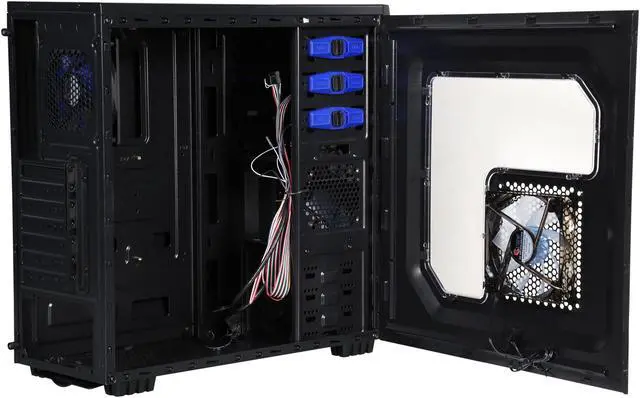 Alt view image 9 of 14 - DIYPC Alnitak-BK Black USB 3.0 ATX and Micro-ATX Mid Tower Gaming Computer Case with 3 x 120mm Blue Fans (Pre-installed)
