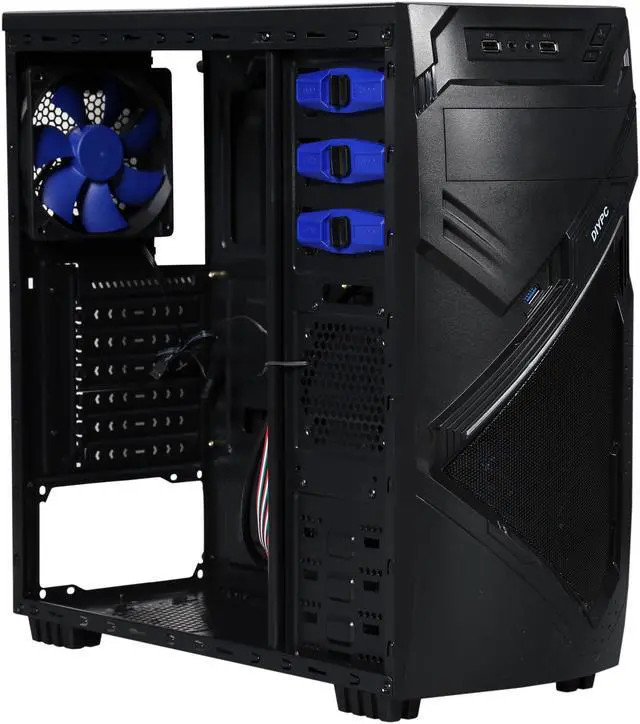 Alt view image 12 of 14 - DIYPC Alnitak-BK Black USB 3.0 ATX and Micro-ATX Mid Tower Gaming Computer Case with 3 x 120mm Blue Fans (Pre-installed)