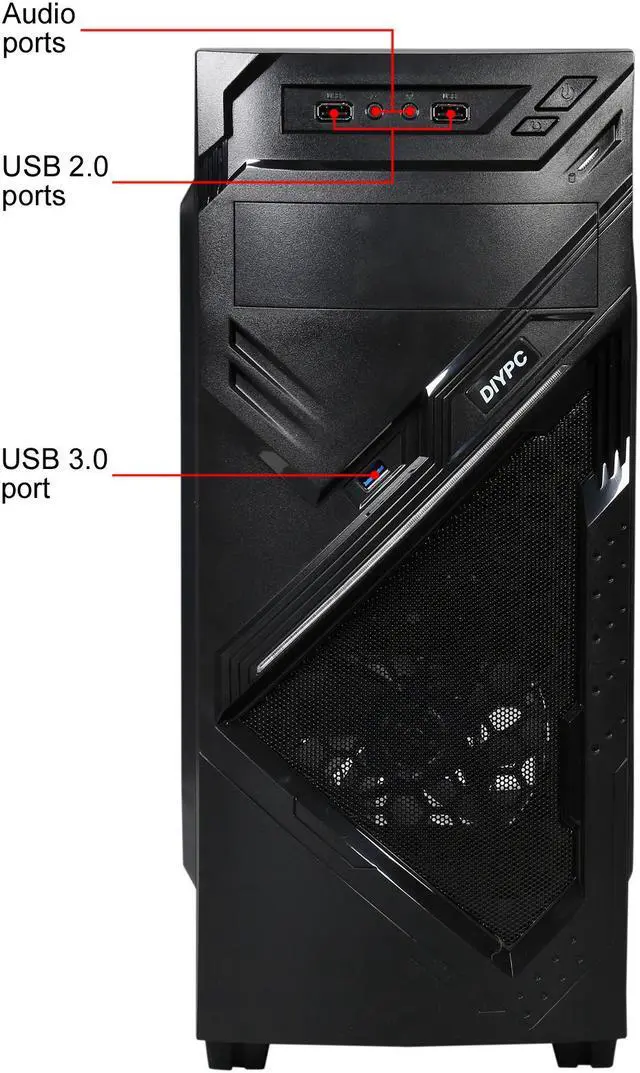 Alt view image 4 of 14 - DIYPC Alnitak-BK Black USB 3.0 ATX and Micro-ATX Mid Tower Gaming Computer Case with 3 x 120mm Blue Fans (Pre-installed)