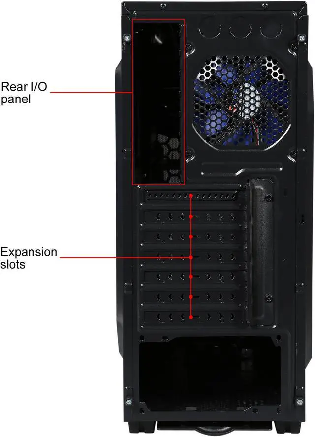 Alt view image 8 of 14 - DIYPC Alnitak-BK Black USB 3.0 ATX and Micro-ATX Mid Tower Gaming Computer Case with 3 x 120mm Blue Fans (Pre-installed)