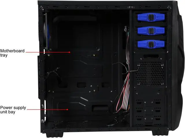 Alt view image 11 of 14 - DIYPC Alnitak-BK Black USB 3.0 ATX and Micro-ATX Mid Tower Gaming Computer Case with 3 x 120mm Blue Fans (Pre-installed)