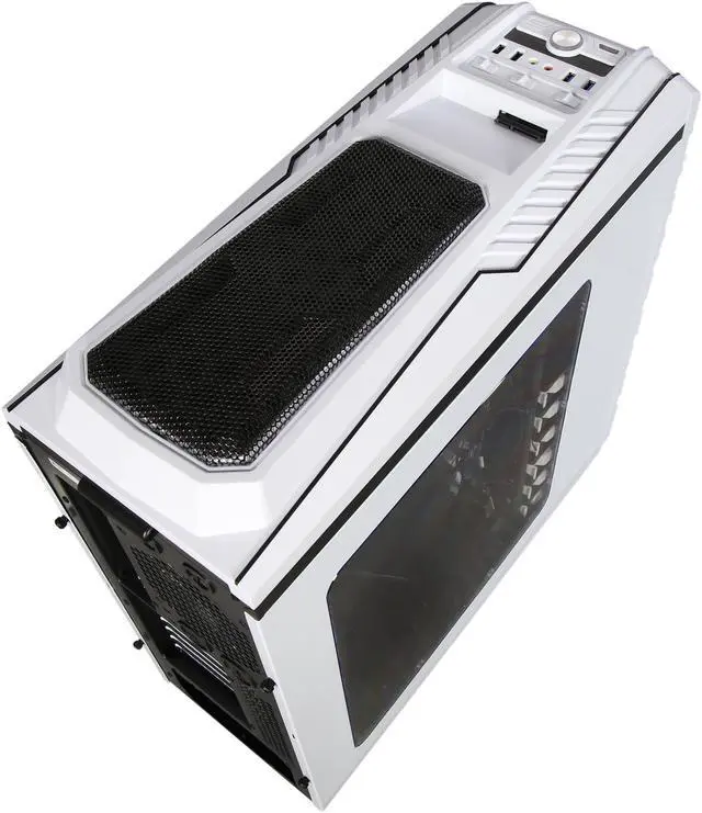 Alt view image 8 of 10 - DIYPC Skyline-08-W White Dual USB 3.0 ATX Full Tower Gaming Computer Case with 5 x 120mm Fans (Pre-installed), Hot Swap Docking, Fan Controller