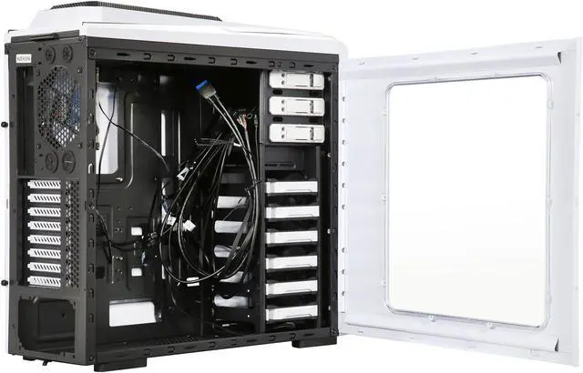 Alt view image 5 of 10 - DIYPC Skyline-08-W White Dual USB 3.0 ATX Full Tower Gaming Computer Case with 5 x 120mm Fans (Pre-installed), Hot Swap Docking, Fan Controller