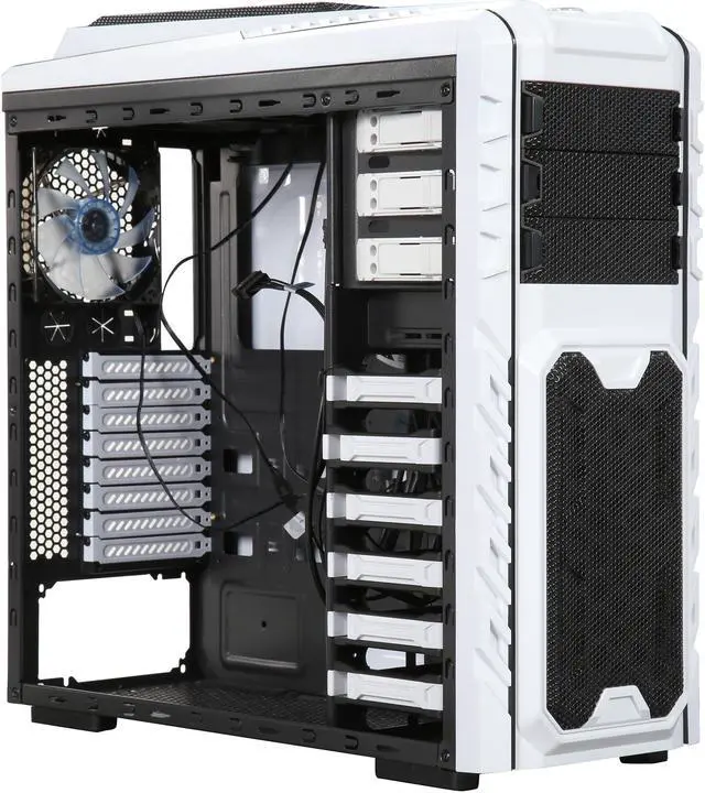 Alt view image 7 of 10 - DIYPC Skyline-08-W White Dual USB 3.0 ATX Full Tower Gaming Computer Case with 5 x 120mm Fans (Pre-installed), Hot Swap Docking, Fan Controller