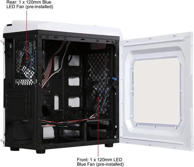 Alt view image 6 of 14 - DIYPC DIY-F2-W White SPCC Micro ATX Mini Tower Computer Case