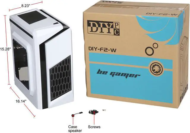 Alt view image 14 of 14 - DIYPC DIY-F2-W White SPCC Micro ATX Mini Tower Computer Case