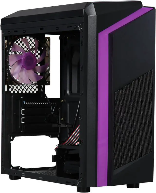 Alt view image 9 of 15 - DIYPC DIY-F2-P Black / Purple SPCC Micro ATX Mini Tower Computer Case