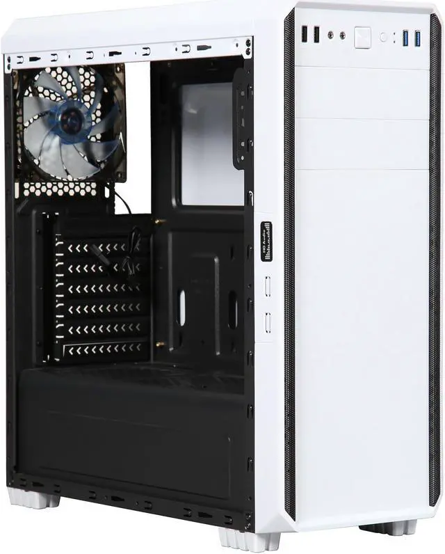 Alt view image 9 of 14 - DIYPC J180-W White Dual USB3.0 ATX Mid Tower Gaming Computer Case with 2 x 120mm Fans (Pre-Installed)