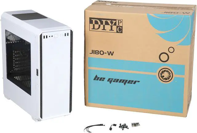 Alt view image 13 of 14 - DIYPC J180-W White Dual USB3.0 ATX Mid Tower Gaming Computer Case with 2 x 120mm Fans (Pre-Installed)