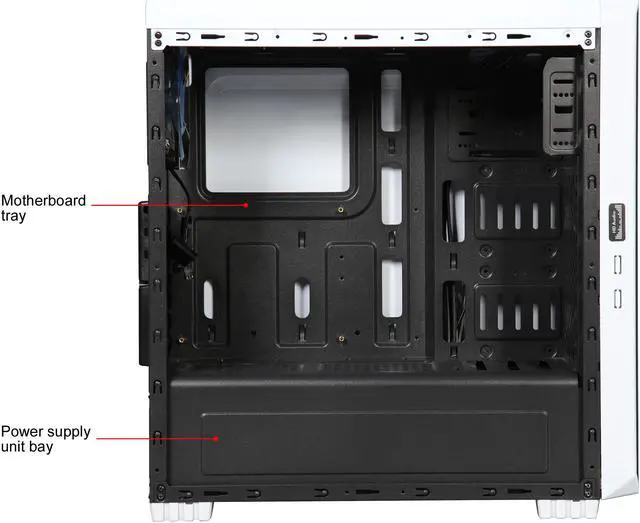 Alt view image 8 of 14 - DIYPC J180-W White Dual USB3.0 ATX Mid Tower Gaming Computer Case with 2 x 120mm Fans (Pre-Installed)