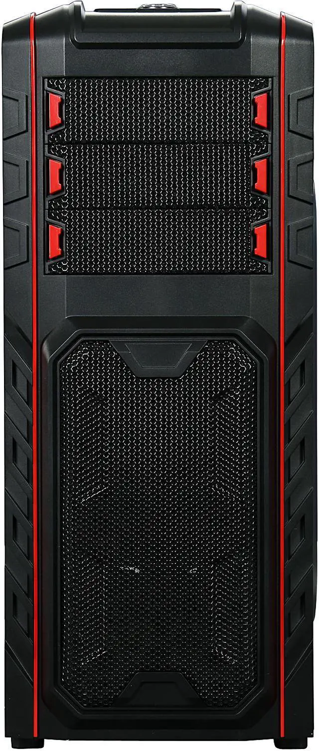 Alt view image 3 of 16 - DIYPC Skyline-06-WR Black/Red Dual USB 3.0 ATX Full Tower Gaming Computer Case with 5 x 120mm Red Fans, Hot Swap Docking