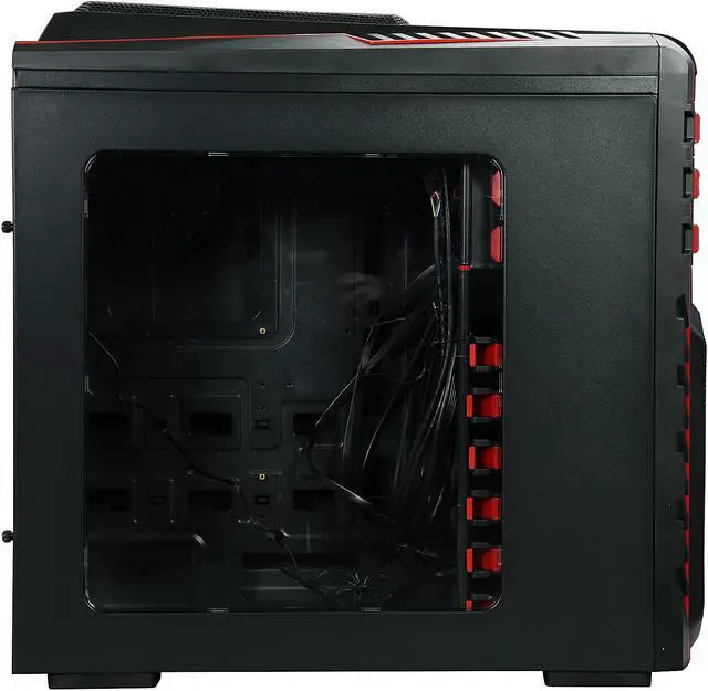 Alt view image 5 of 16 - DIYPC Skyline-06-WR Black/Red Dual USB 3.0 ATX Full Tower Gaming Computer Case with 5 x 120mm Red Fans, Hot Swap Docking