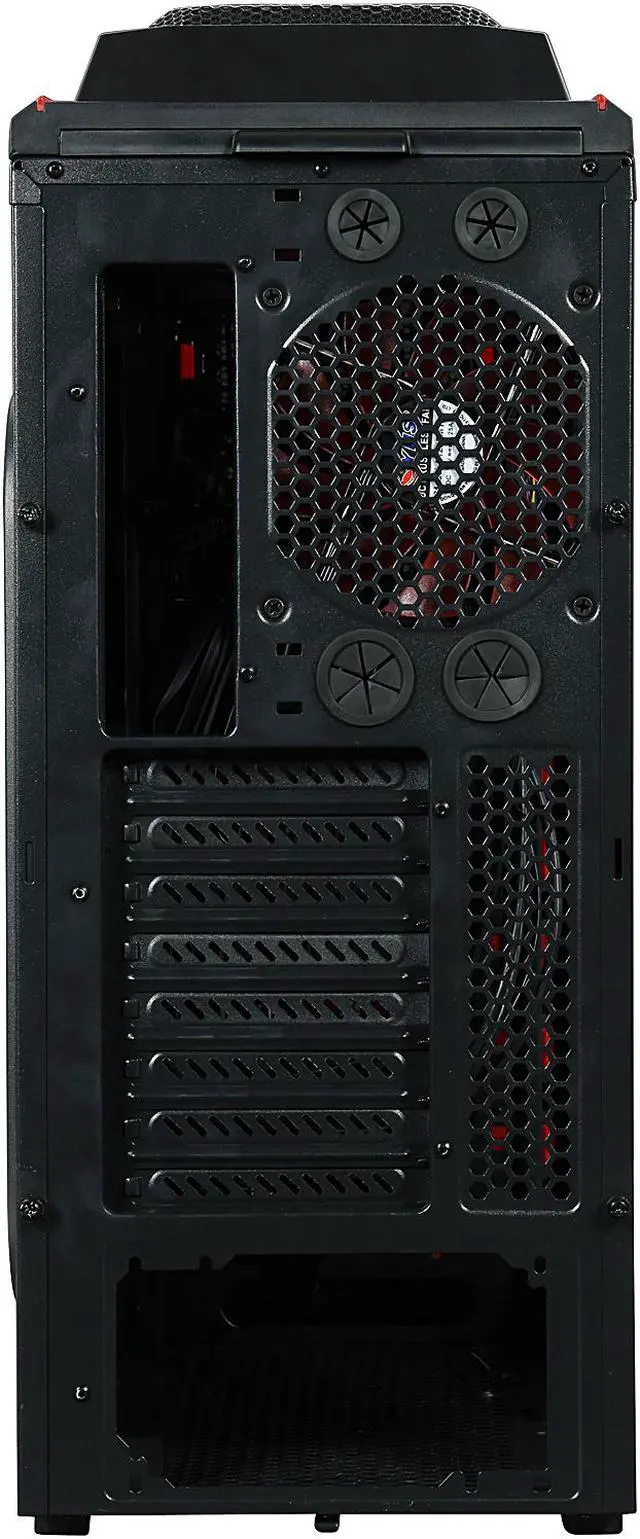 Alt view image 13 of 16 - DIYPC Skyline-06-WR Black/Red Dual USB 3.0 ATX Full Tower Gaming Computer Case with 5 x 120mm Red Fans, Hot Swap Docking