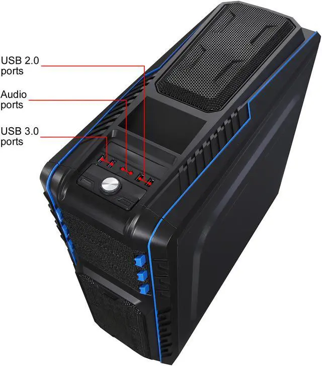 Alt view image 12 of 16 - DIYPC Skyline-06-WB Black SECC ATX Full Tower Computer Case