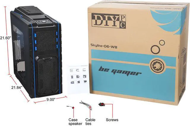Alt view image 16 of 16 - DIYPC Skyline-06-WB Black SECC ATX Full Tower Computer Case