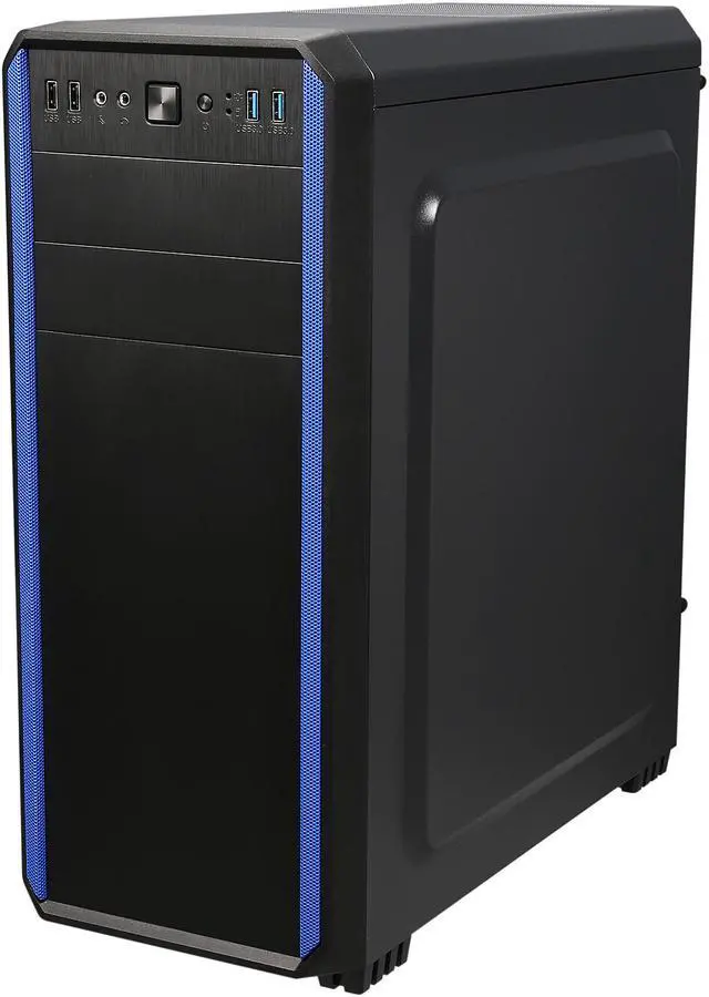 Alt view image 6 of 13 - DIYPC J180-BL Black Dual USB 3.0 ATX Mid Tower Gaming Computer Case with Build-in 2 x Fans (1 x 120mm Fan x Front, 1 x 120mm Blue LED Fan x Rear)