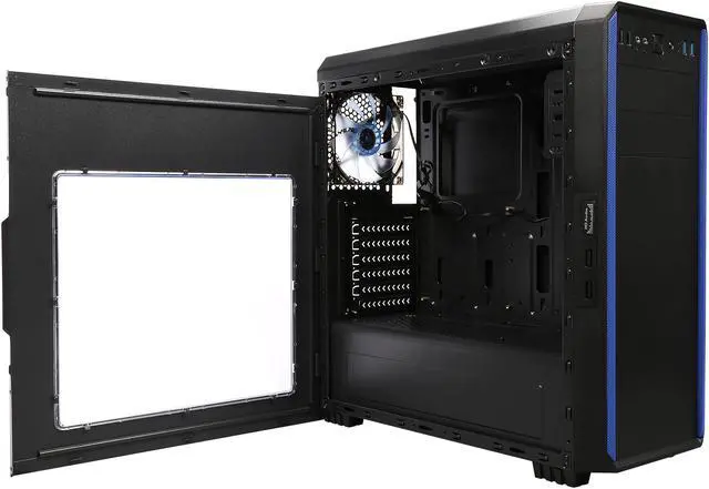 Alt view image 8 of 13 - DIYPC J180-BL Black Dual USB 3.0 ATX Mid Tower Gaming Computer Case with Build-in 2 x Fans (1 x 120mm Fan x Front, 1 x 120mm Blue LED Fan x Rear)