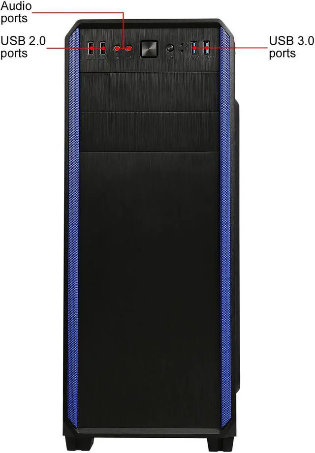 Alt view image 5 of 13 - DIYPC J180-BL Black Dual USB 3.0 ATX Mid Tower Gaming Computer Case with Build-in 2 x Fans (1 x 120mm Fan x Front, 1 x 120mm Blue LED Fan x Rear)