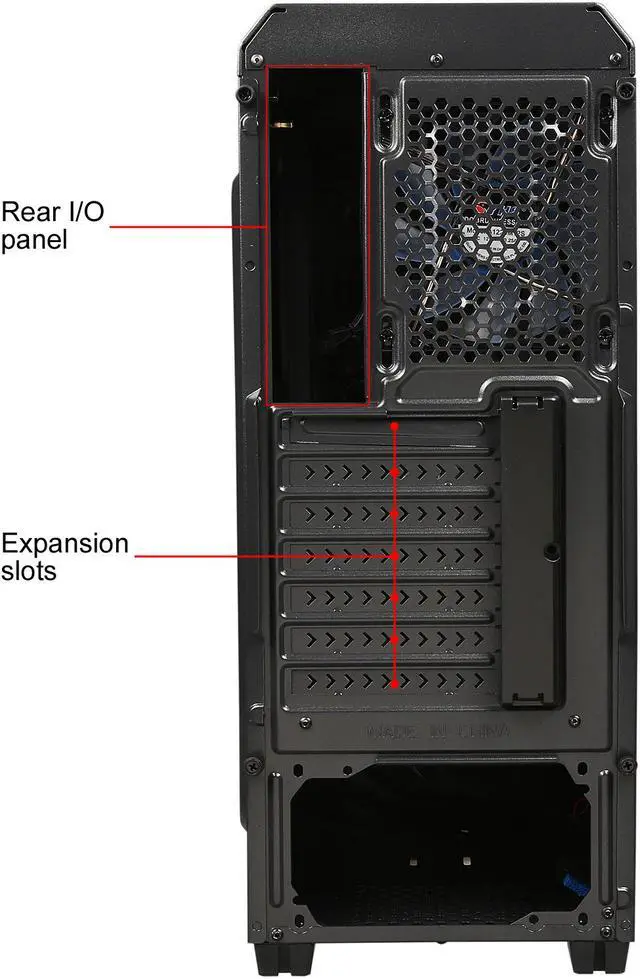 Alt view image 12 of 13 - DIYPC J180-BL Black Dual USB 3.0 ATX Mid Tower Gaming Computer Case with Build-in 2 x Fans (1 x 120mm Fan x Front, 1 x 120mm Blue LED Fan x Rear)