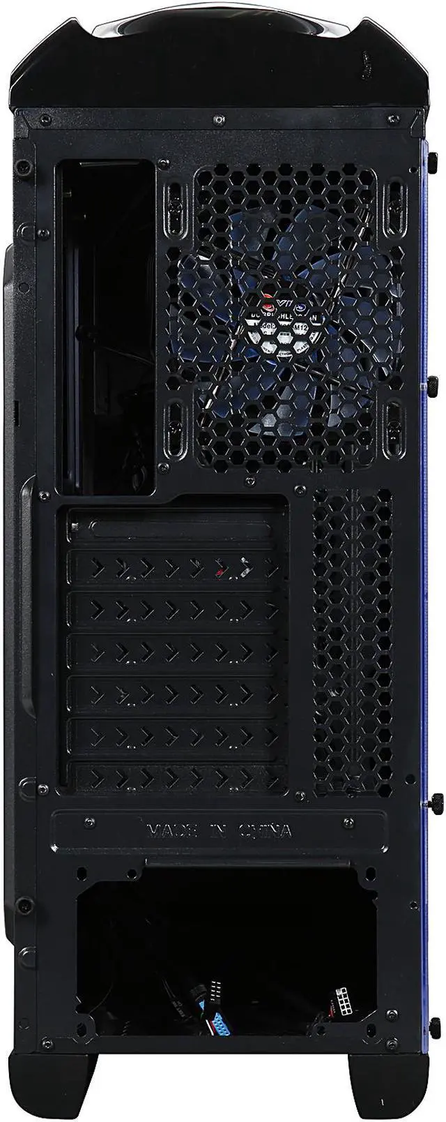 Alt view image 5 of 10 - DIYPC VT380-BK Black USB 3.0 ATX Mid Tower Gaming Computer Case with Build-in 3 x Fans (2 x 120mm Blue LED Fan x Front, 1 x 120mm Blue LED Fan x rear)