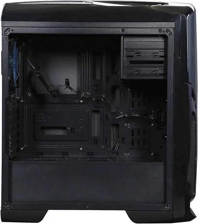 Alt view image 7 of 10 - DIYPC VT380-BK Black USB 3.0 ATX Mid Tower Gaming Computer Case with Build-in 3 x Fans (2 x 120mm Blue LED Fan x Front, 1 x 120mm Blue LED Fan x rear)