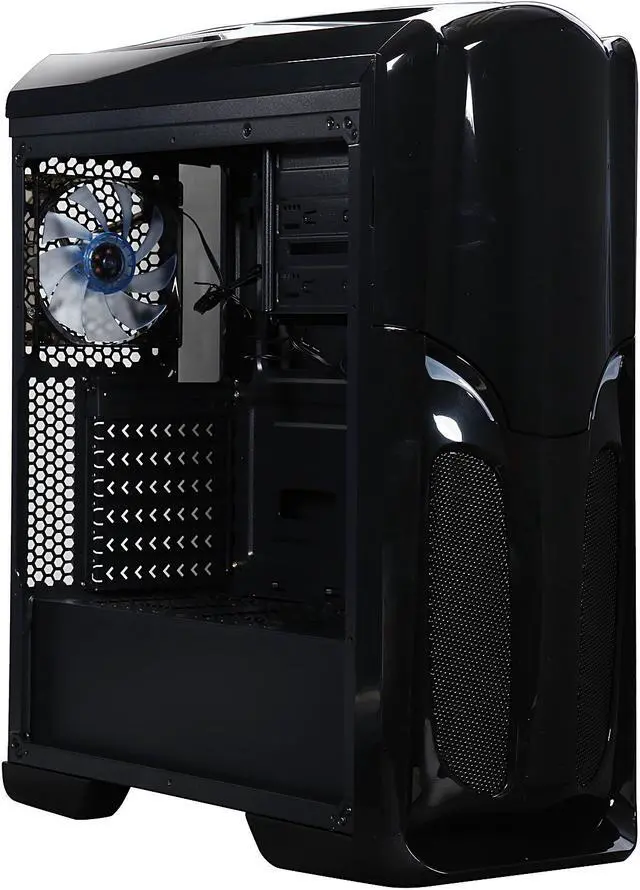 Alt view image 8 of 10 - DIYPC VT380-BK Black USB 3.0 ATX Mid Tower Gaming Computer Case with Build-in 3 x Fans (2 x 120mm Blue LED Fan x Front, 1 x 120mm Blue LED Fan x rear)