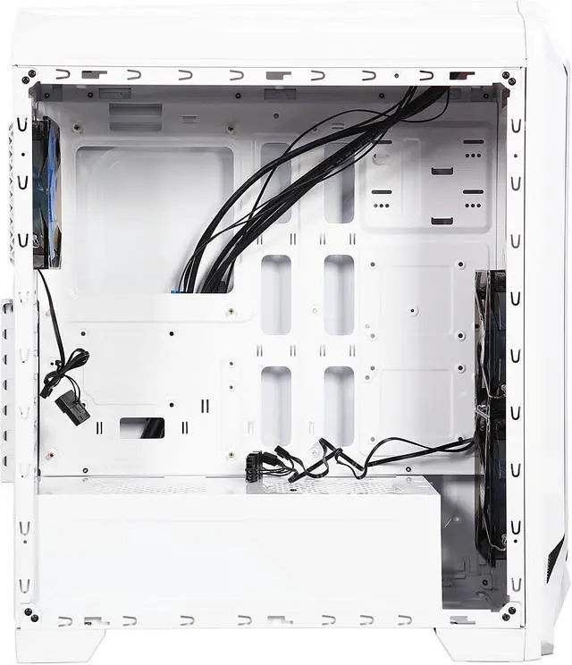 Alt view image 6 of 10 - DIYPC Gamestorm-W White Dual USB 3.0 ATX Mid Tower Gaming Computer Case with Build-in 3 x Fans (2 x 120mm Blue LED Fans x Front, 1 x 120mm Blue LED Fan x Rear)