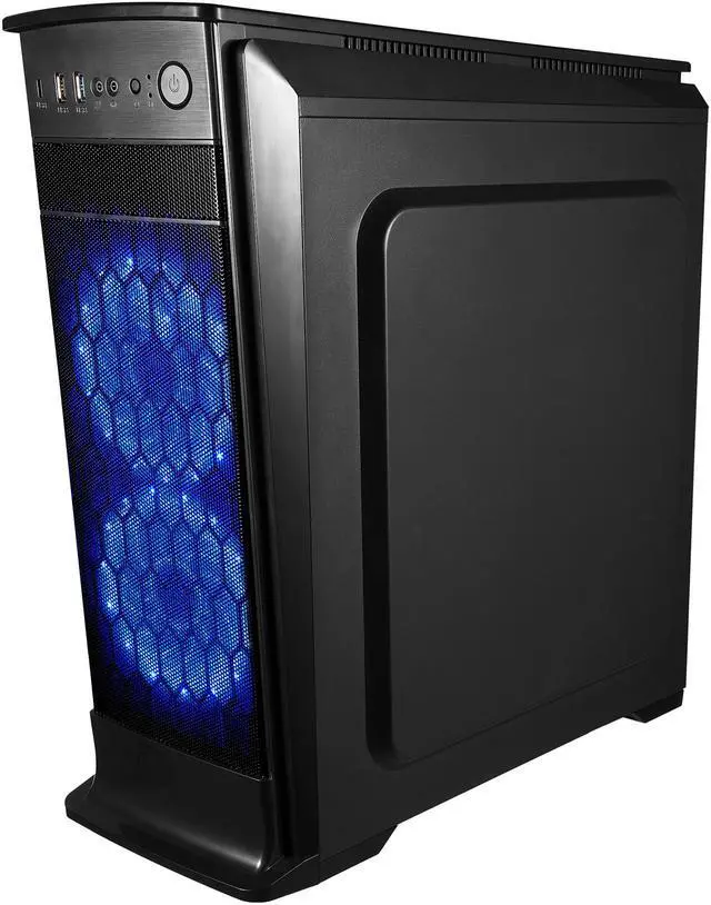Alt view image 2 of 8 - DIYPC DIY-G3-BL Black USB 3.0 ATX Mid Tower Gaming Computer Case with Pre-installed 3 x Blue 15 LED Lights Fans