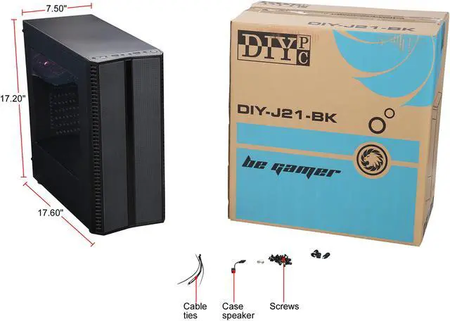 Alt view image 10 of 10 - DIYPC DIY-J21-BK Black USB 3.0 ATX Mid Tower Gaming Computer Case with Pre-installed 3 Fans, Front Panel Pre-installed 6 Different Color Changeable LED Strip (5 Modes Control)