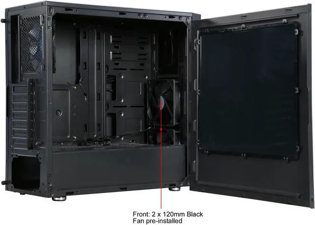 Alt view image 6 of 15 - DIYPC DIY-BG01 Black USB 3.0 ATX Mid Tower Gaming Computer Case with Pre-installed 3 x 120mm Fans