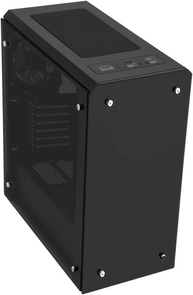 Alt view image 2 of 8 - DIYPC IllusionI-R Black USB3.0 Steel/ Tempered Glass ATX Mid Tower Gaming Computer Case w/Tempered Glass Panels (Front and Left Side), 4 x Red 33LED Light Fan (Pre-Installed)