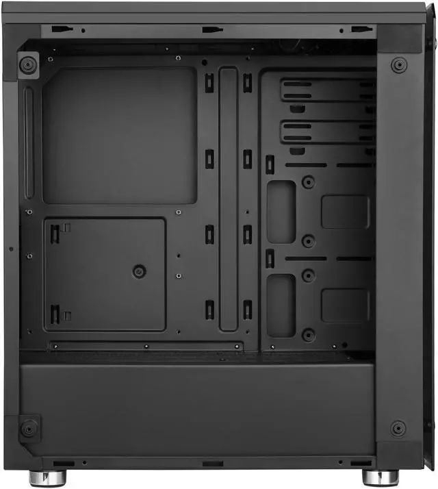 Alt view image 4 of 8 - DIYPC IllusionI-R Black USB3.0 Steel/ Tempered Glass ATX Mid Tower Gaming Computer Case w/Tempered Glass Panels (Front and Left Side), 4 x Red 33LED Light Fan (Pre-Installed)
