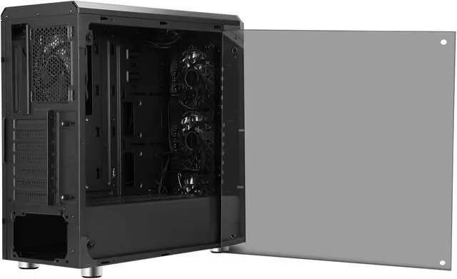 Alt view image 5 of 8 - DIYPC IllusionI-R Black USB3.0 Steel/ Tempered Glass ATX Mid Tower Gaming Computer Case w/Tempered Glass Panels (Front and Left Side), 4 x Red 33LED Light Fan (Pre-Installed)