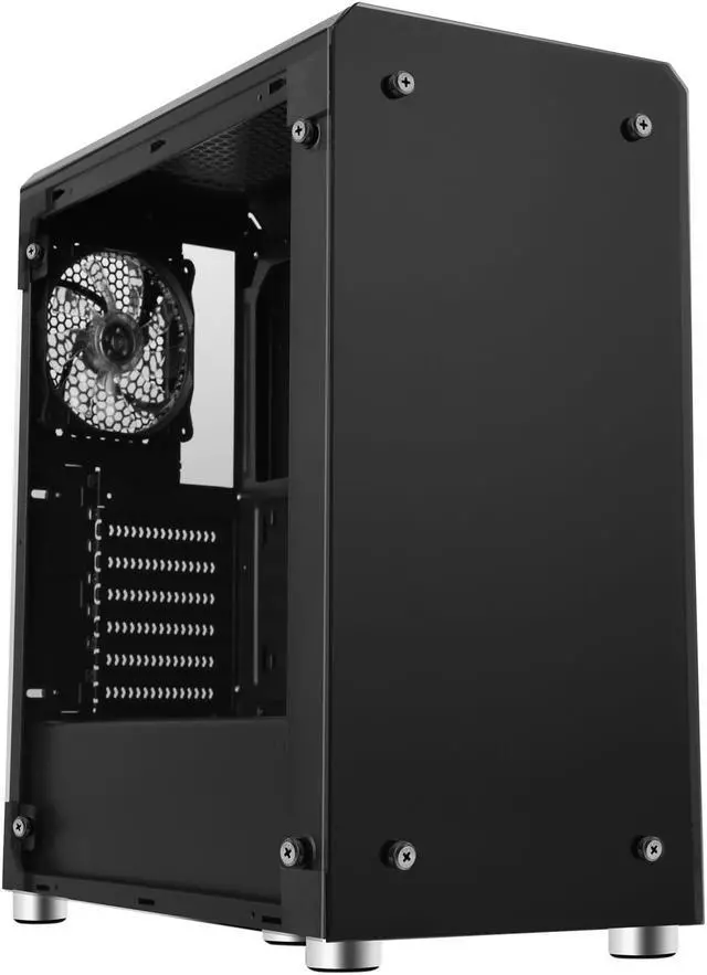 Alt view image 6 of 8 - DIYPC IllusionI-R Black USB3.0 Steel/ Tempered Glass ATX Mid Tower Gaming Computer Case w/Tempered Glass Panels (Front and Left Side), 4 x Red 33LED Light Fan (Pre-Installed)