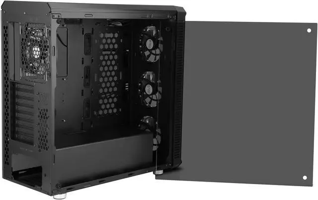 Alt view image 16 of 20 - DIYPC Vanguard-RGB Black Dual USB3.0 Steel/ Tempered Glass ATX Mid Tower Gaming Computer Case w/Tempered Glass Panels (Front and Both Sides) and Pre-Installed 4 x RGB LED Fans (7 Different Color in 3 Mode Control)