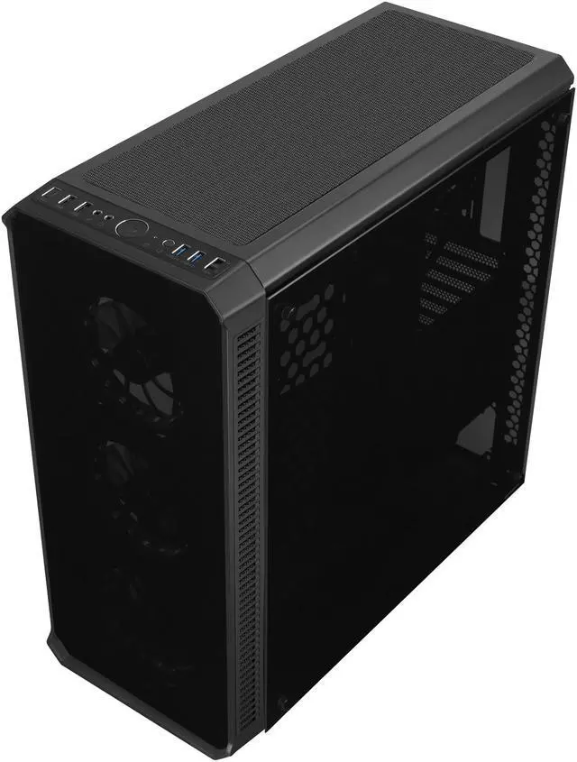 Alt view image 11 of 20 - DIYPC Vanguard-RGB Black Dual USB3.0 Steel/ Tempered Glass ATX Mid Tower Gaming Computer Case w/Tempered Glass Panels (Front and Both Sides) and Pre-Installed 4 x RGB LED Fans (7 Different Color in 3 Mode Control)