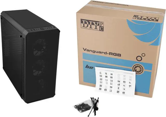 Alt view image 18 of 20 - DIYPC Vanguard-RGB Black Dual USB3.0 Steel/ Tempered Glass ATX Mid Tower Gaming Computer Case w/Tempered Glass Panels (Front and Both Sides) and Pre-Installed 4 x RGB LED Fans (7 Different Color in 3 Mode Control)