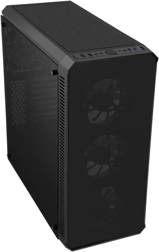 Alt view image 8 of 20 - DIYPC Vanguard-RGB Black Dual USB3.0 Steel/ Tempered Glass ATX Mid Tower Gaming Computer Case w/Tempered Glass Panels (Front and Both Sides) and Pre-Installed 4 x RGB LED Fans (7 Different Color in 3 Mode Control)